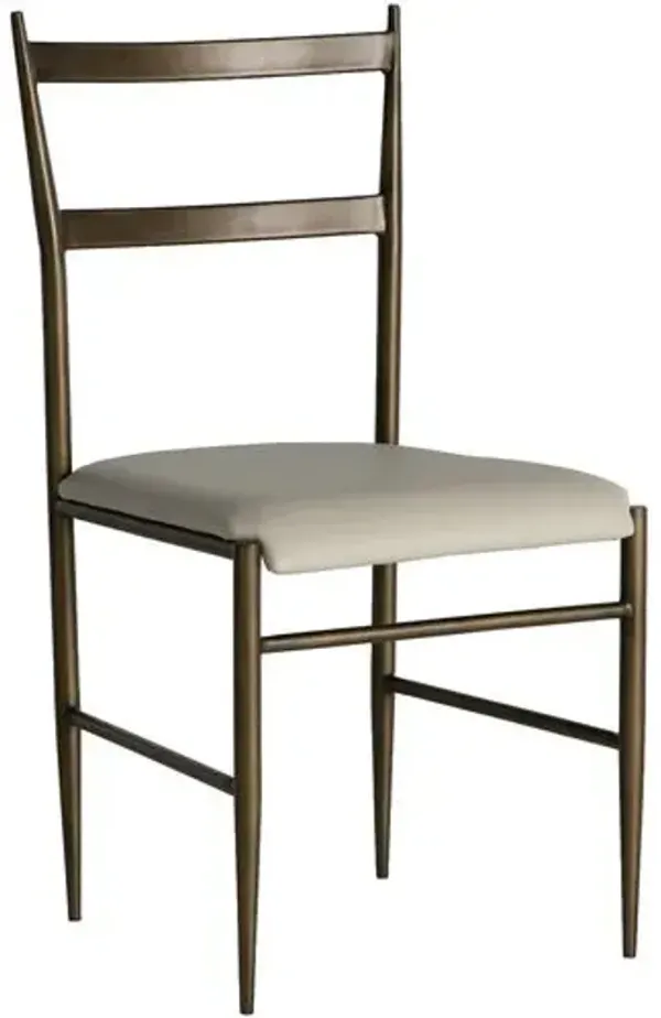 Ward Faux Leather Dining Chair - Brass/White - Gabby