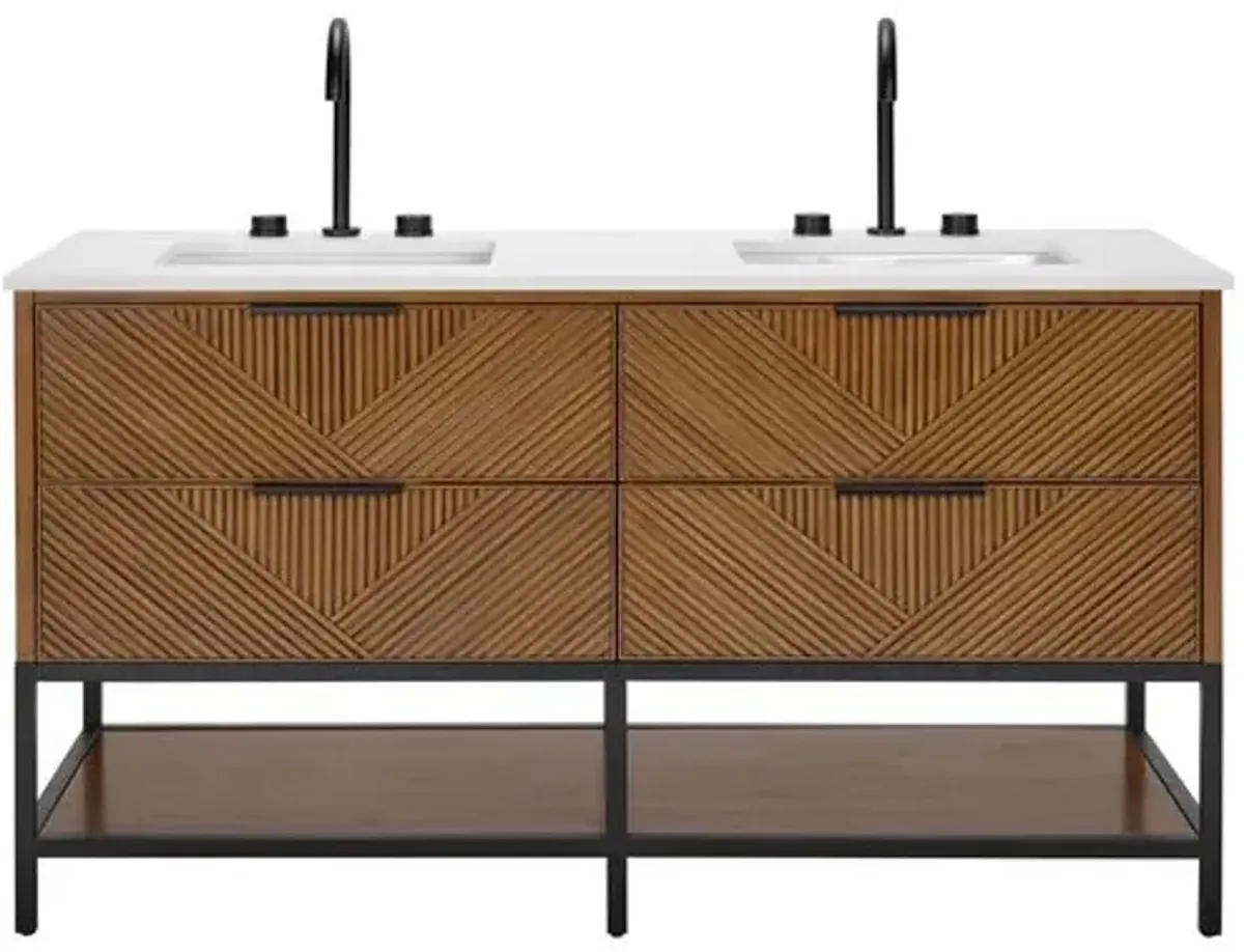 Diamond 60" Double Sink Bathroom Vanity - BEMMA Design - Brown