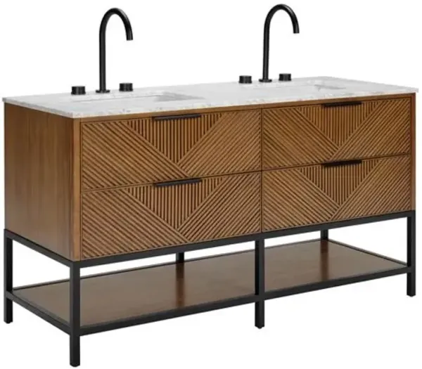 Diamond 60" Double Sink Bathroom Vanity - BEMMA Design - Brown