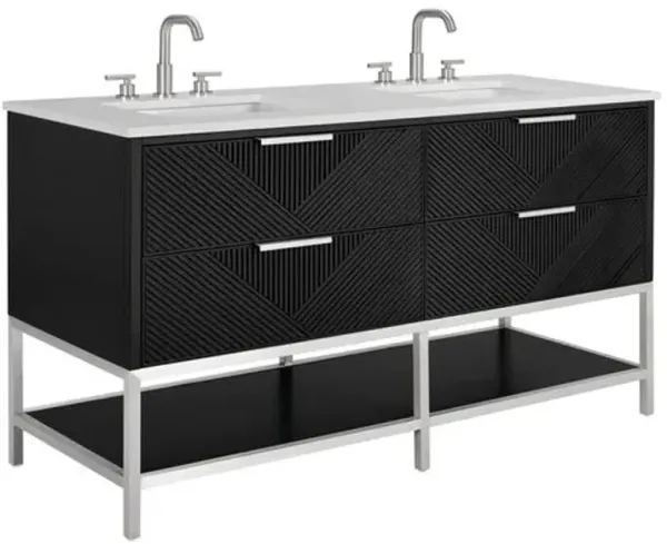 Diamond 60" Double Sink Bathroom Vanity - BEMMA Design - Black