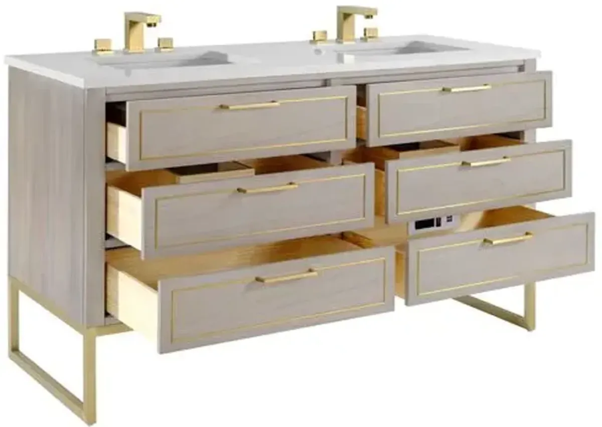 Markham 60" Double Sink Bathroom Vanity - BEMMA Design - Gray