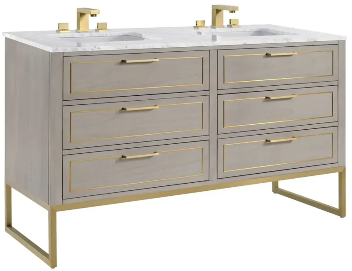 Markham 60" Double Sink Bathroom Vanity - BEMMA Design - Gray