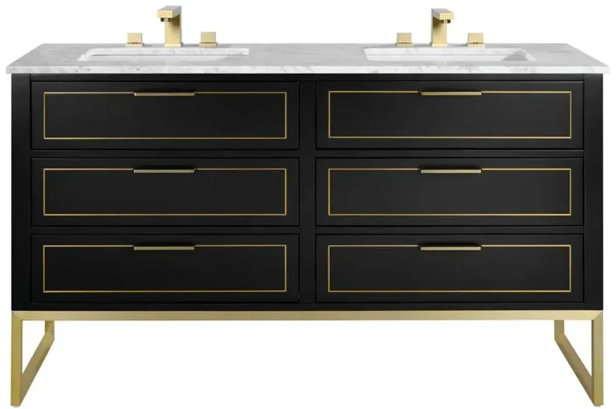 Markham 60" Double Sink Bathroom Vanity - BEMMA Design - Black