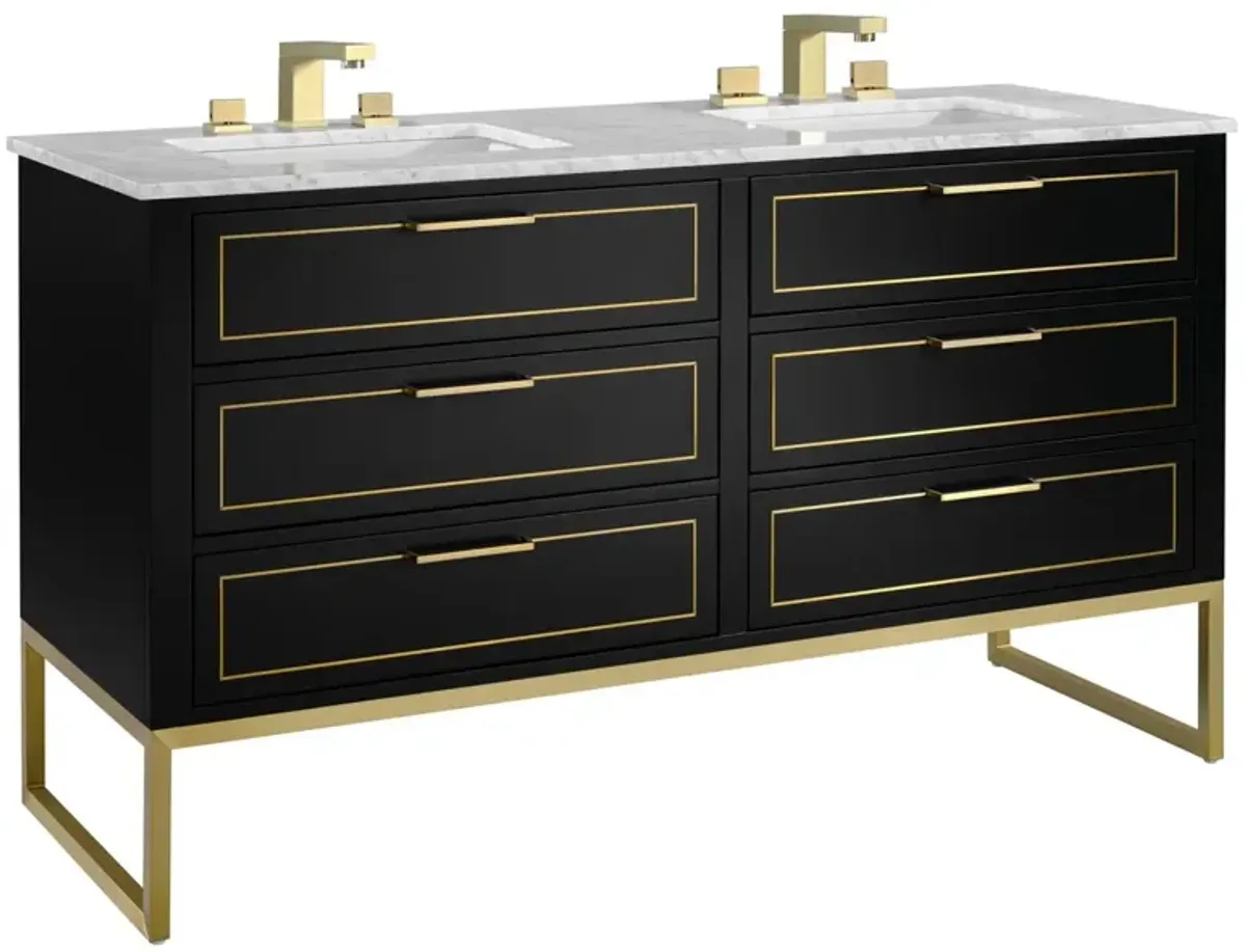 Markham 60" Double Sink Bathroom Vanity - BEMMA Design - Black