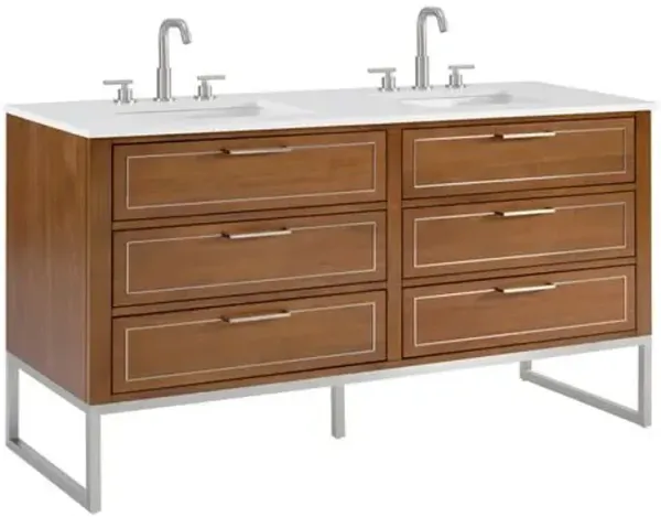 Markham 60" Double Sink Bathroom Vanity - BEMMA Design - Brown