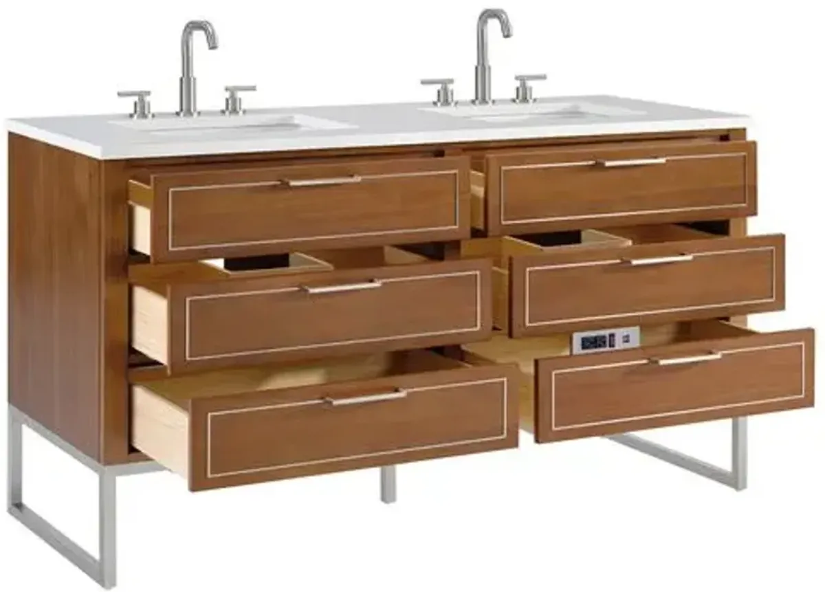 Markham 60" Double Sink Bathroom Vanity - BEMMA Design - Brown