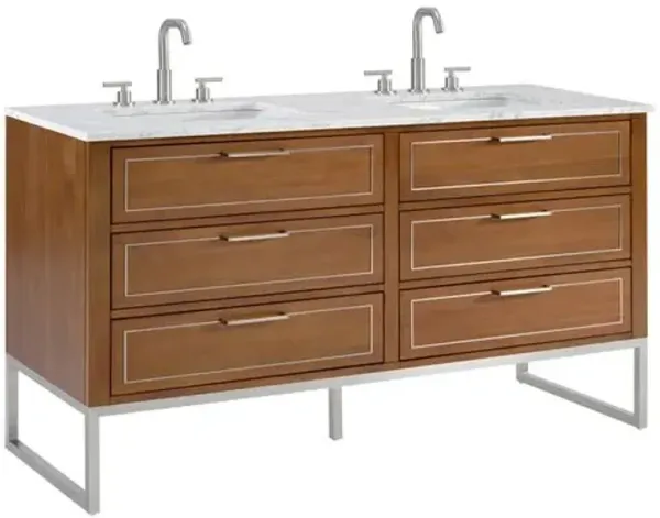 Markham 60" Double Sink Bathroom Vanity - BEMMA Design - Brown