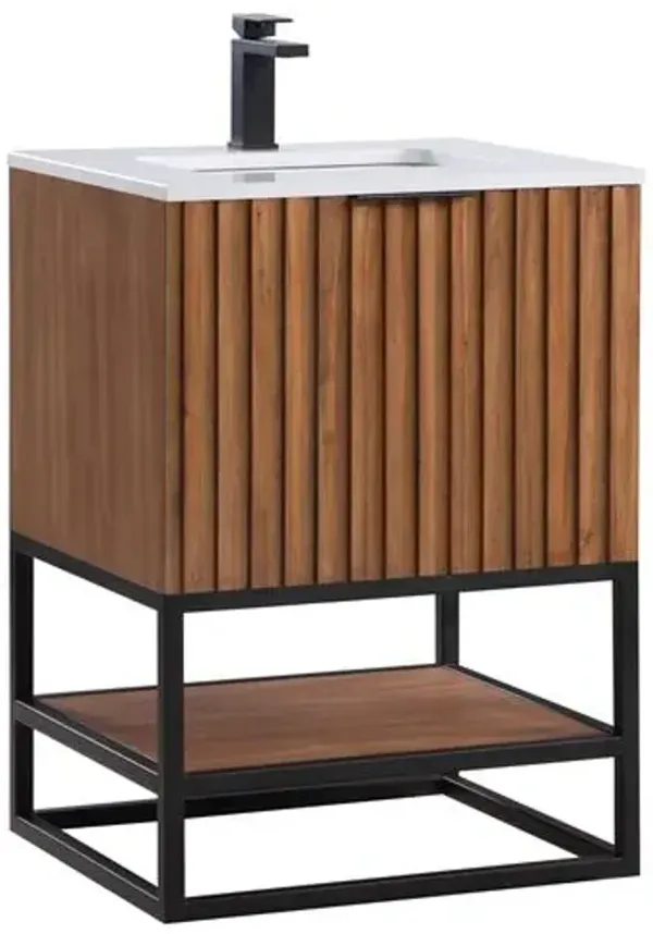Terra 24" Single Sink Bathroom Vanity - Walnut - BEMMA Design - Brown