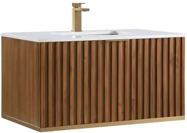 Terra 36" Floating Single Sink Bathroom Vanity - BEMMA Design - Brown