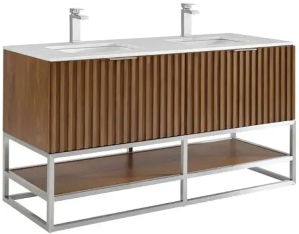 Terra 60" Double Sink Bathroom Vanity - BEMMA Design - Brown