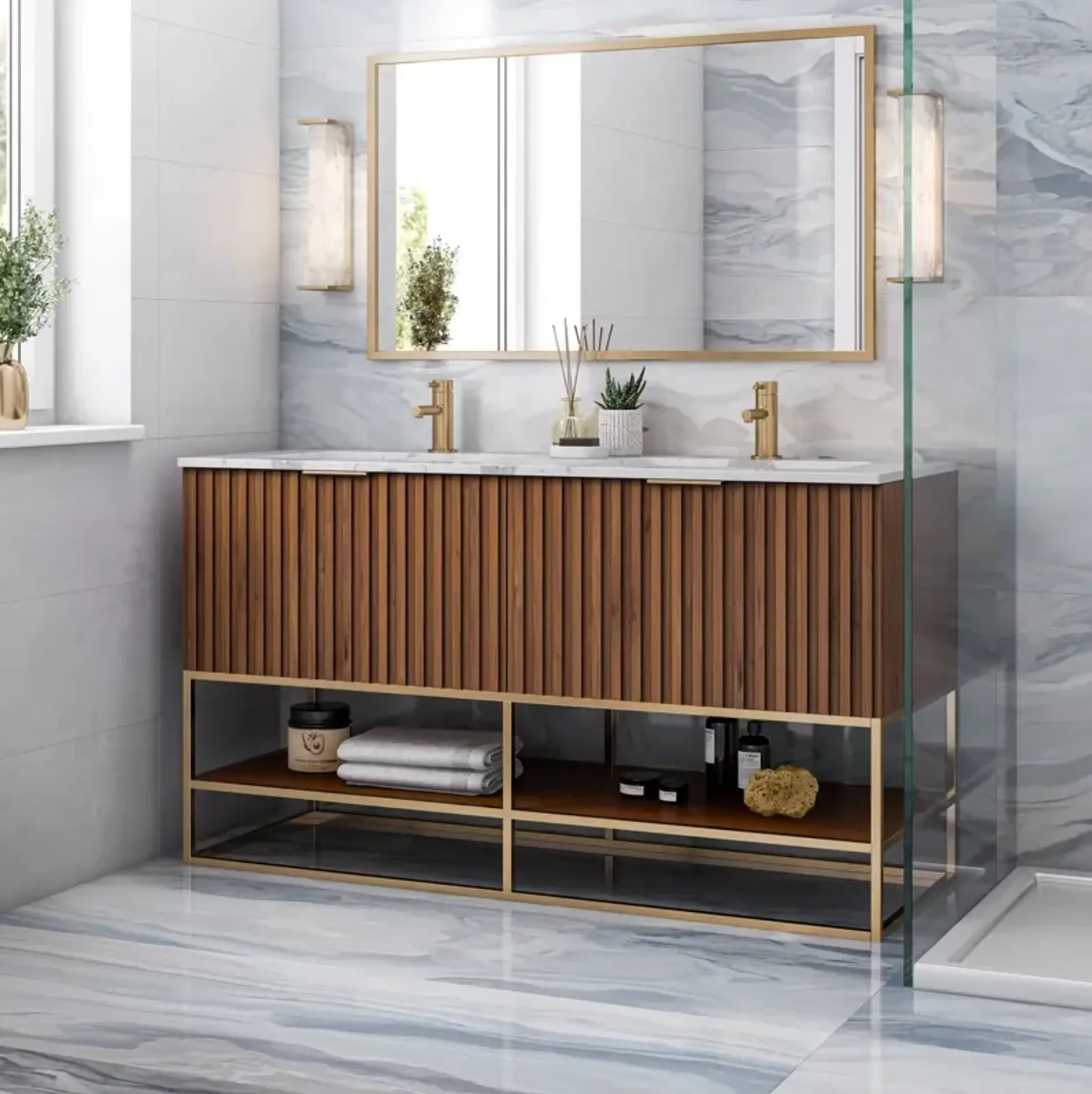 Terra 60 Double Sink Bathroom Vanity One Kings Lane | Furniture.com