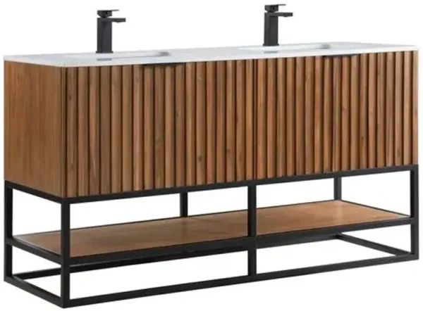 Terra 60" Double Sink Bathroom Vanity - BEMMA Design - Brown