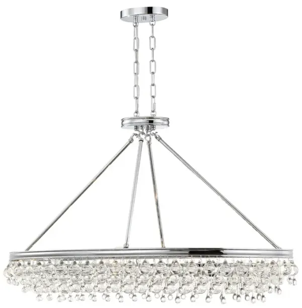 Calypso 8-Light Crystal Teardrop Oval Chandelier - Silver - Crystorama