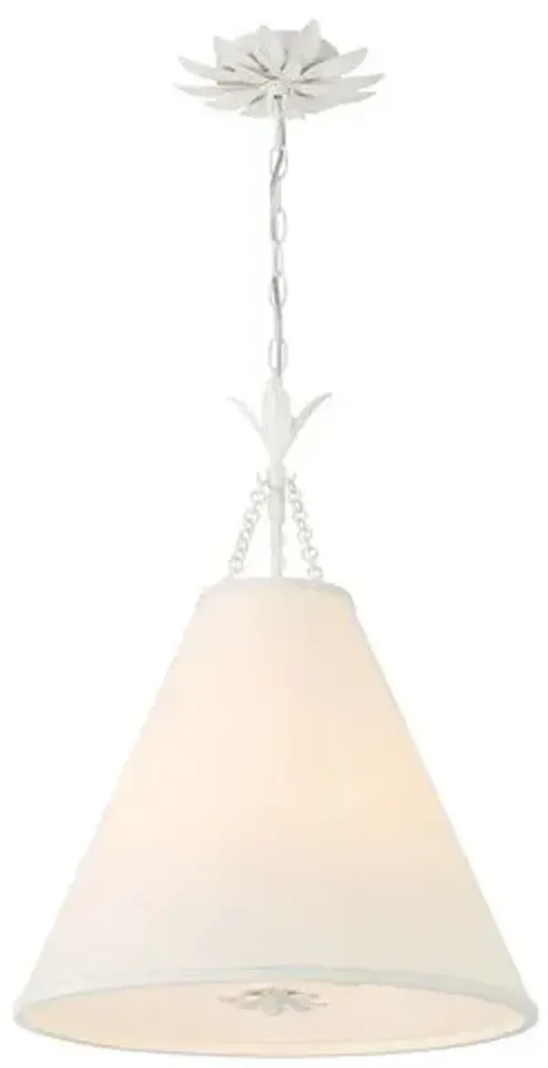 Broche 4-Light Silk Shade Pendant - Crystorama - White