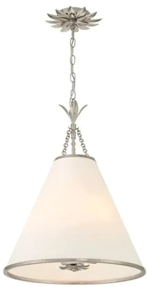 Broche 4-Light Silk Shade Pendant - Crystorama - Silver