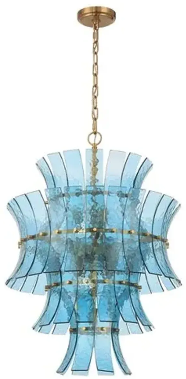 Abigail 13-Light Aged Brass Chandelier - Crystorama - Handcrafted - Blue