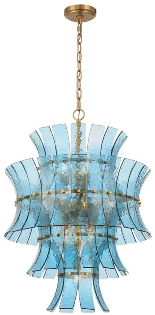 Abigail 13-Light Aged Brass Chandelier - Crystorama - Handcrafted - Blue