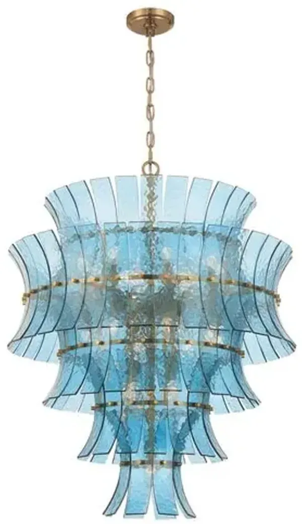 Abigail 21-Light Aged Brass Chandelier - Crystorama - Handcrafted - Blue