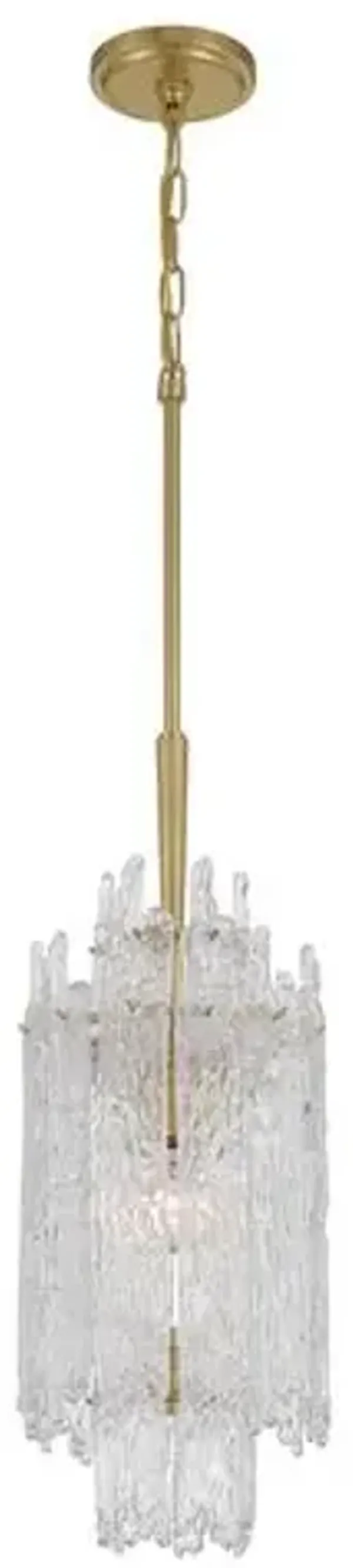 Libby Langdon Ackerly 1-Light Ice Glass Pendant - Aged Brass - Crystorama - Gold