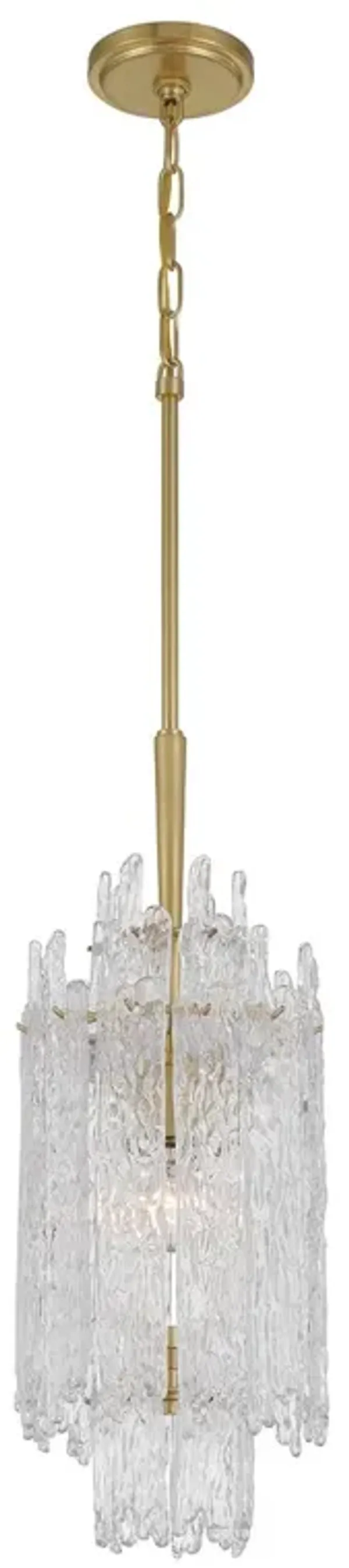 Libby Langdon Ackerly 1-Light Ice Glass Pendant - Aged Brass - Crystorama - Gold