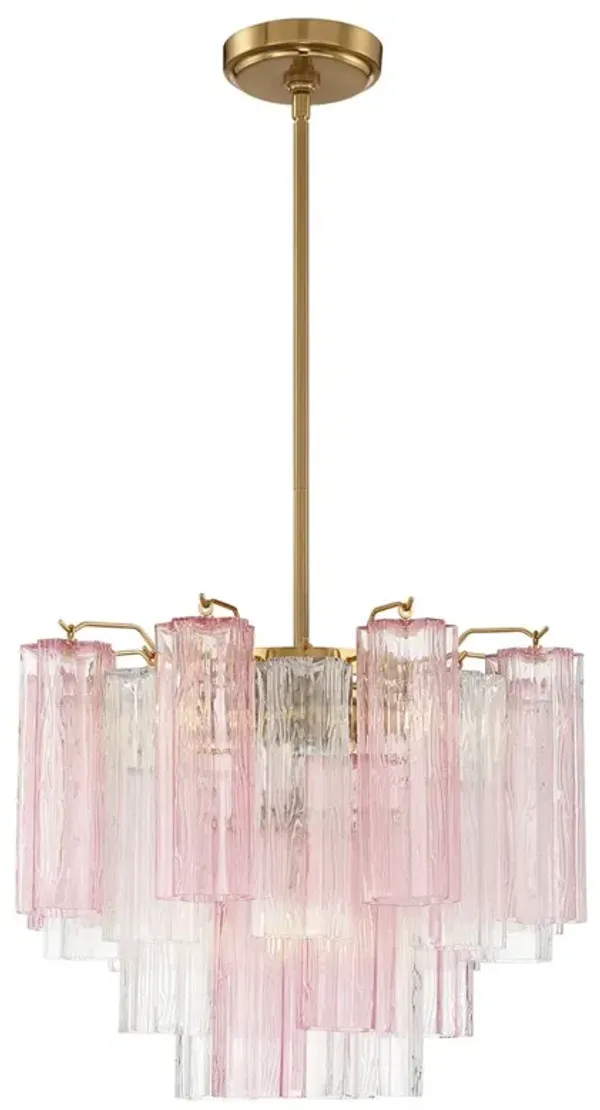 Addis Glass 4-Light Chandelier - Crystorama - Pink