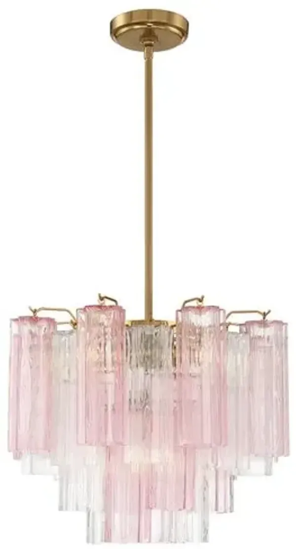 Addis Glass 4-Light Chandelier - Crystorama - Pink