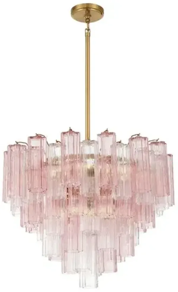 Addis Glass 12-Light Chandelier - Crystorama - Pink