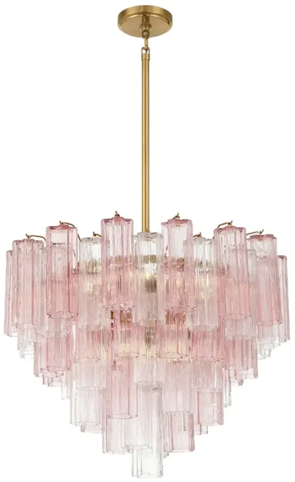 Addis Glass 12-Light Chandelier - Crystorama - Pink