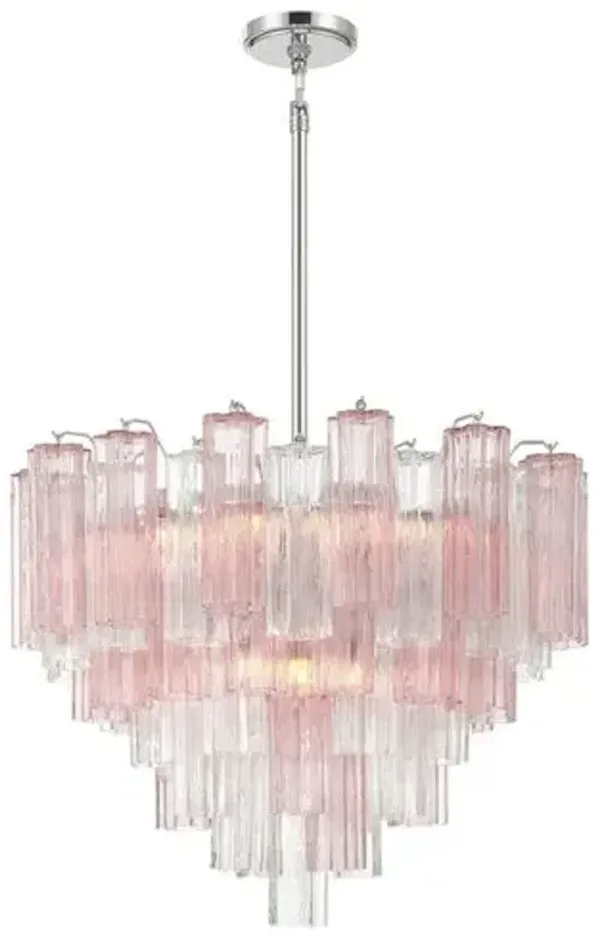 Addis Glass 12-Light Chandelier - Crystorama - Pink