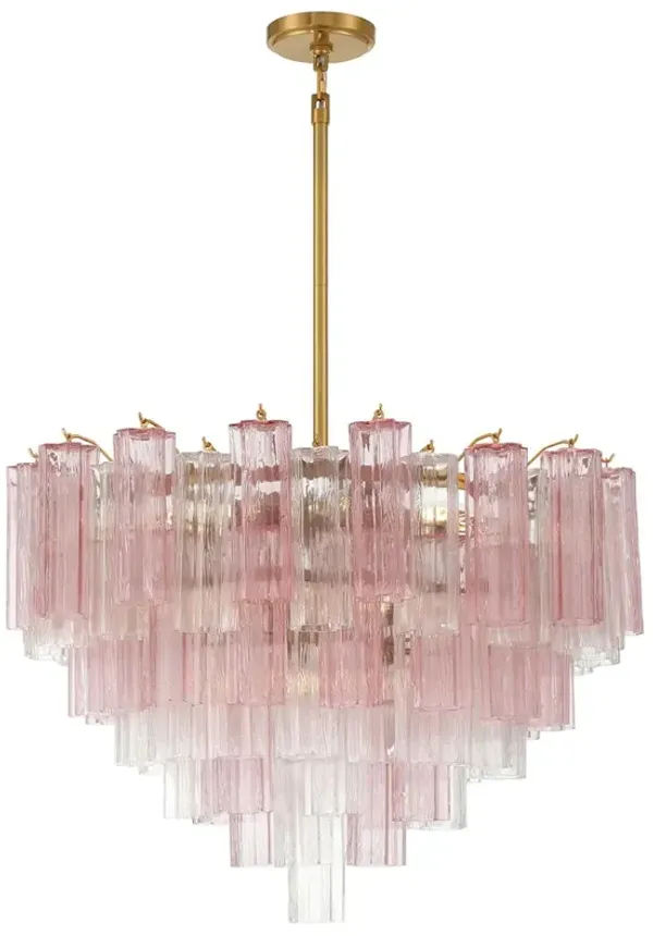 Addis Glass 16-Light Chandelier - Crystorama - Pink