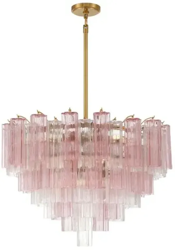 Addis Glass 16-Light Chandelier - Crystorama - Pink