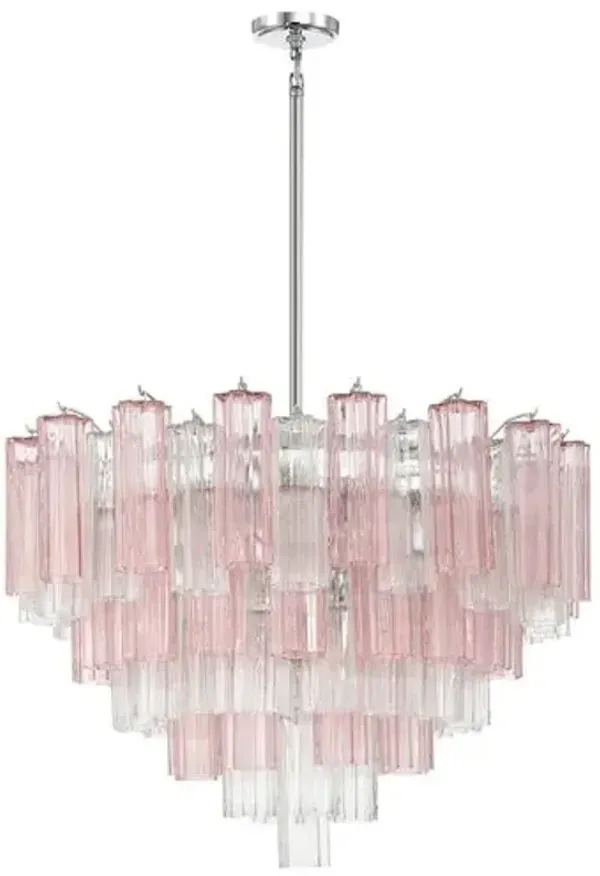 Addis Glass 16-Light Chandelier - Crystorama - Pink
