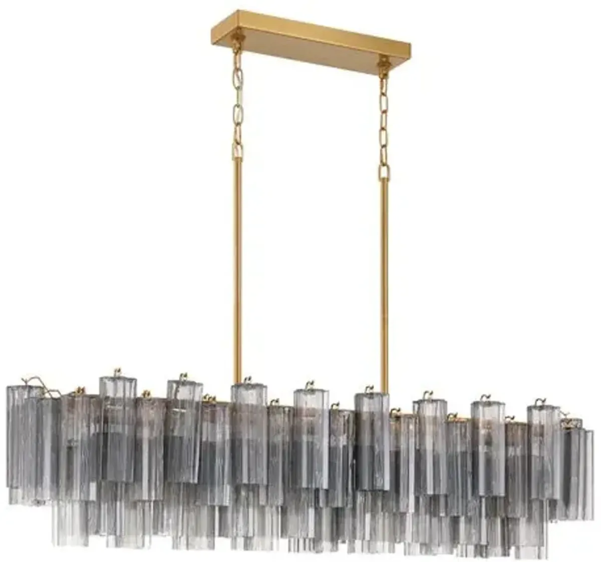 Addis Glass 14-Light Linear Chandelier - Crystorama - Gray