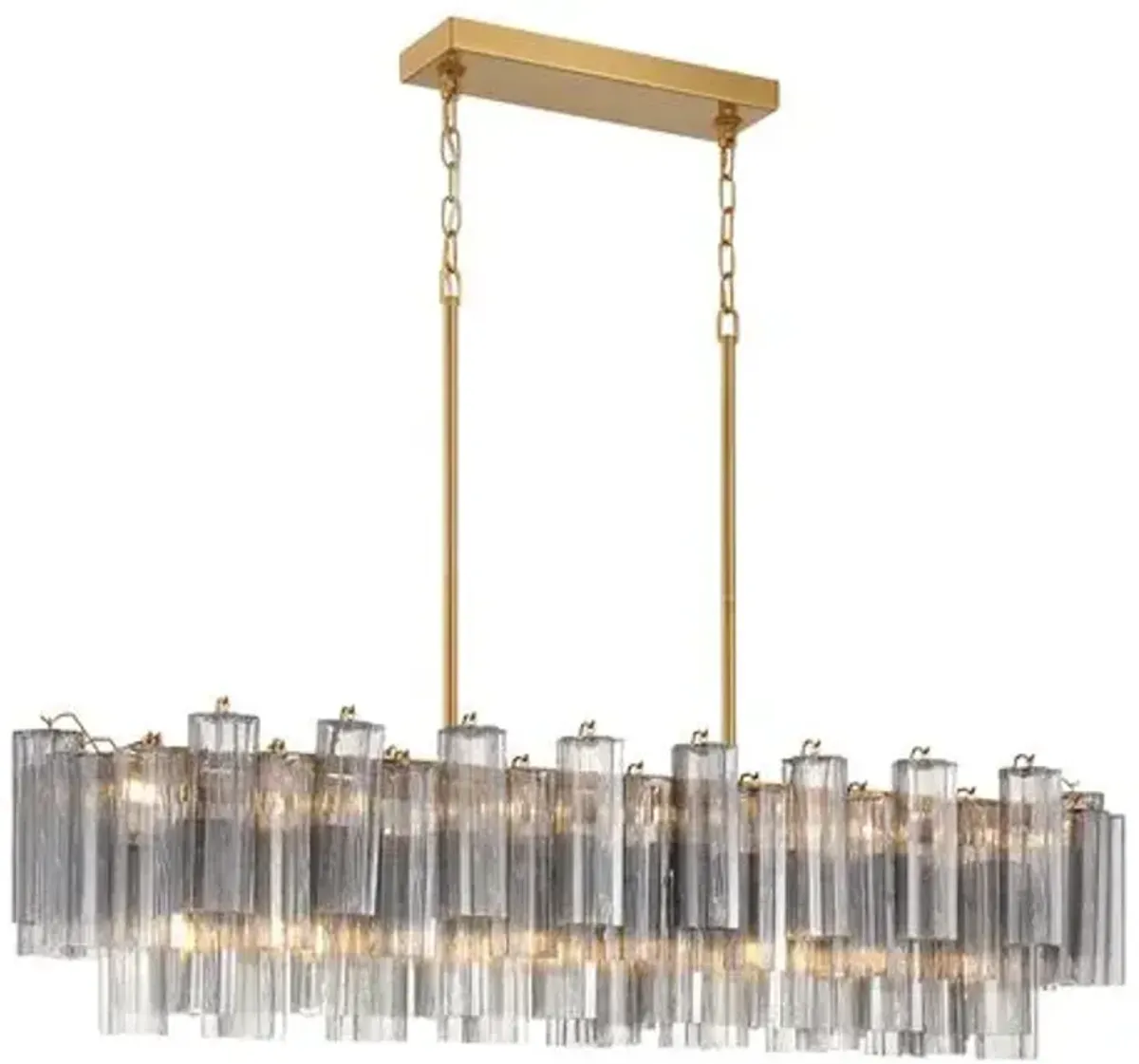 Addis Glass 14-Light Linear Chandelier - Crystorama - Gray