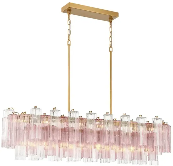 Addis Glass 14-Light Linear Chandelier - Crystorama - Pink