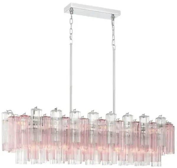 Addis Glass 14-Light Linear Chandelier - Crystorama - Pink