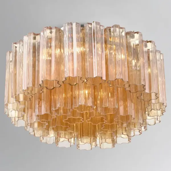 Addis Glass 7-Light Flush Mount - Crystorama - Gold