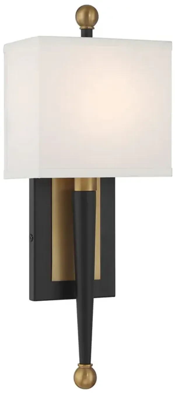 Ardson 1-Light Wall Sconce - Crystorama - Black