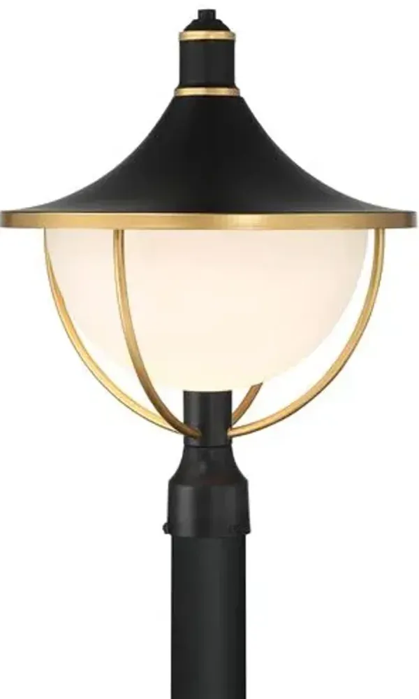 Atlas 1-Light Outdoor Post Lamp - Matte Black/Textured Gold - Crystorama