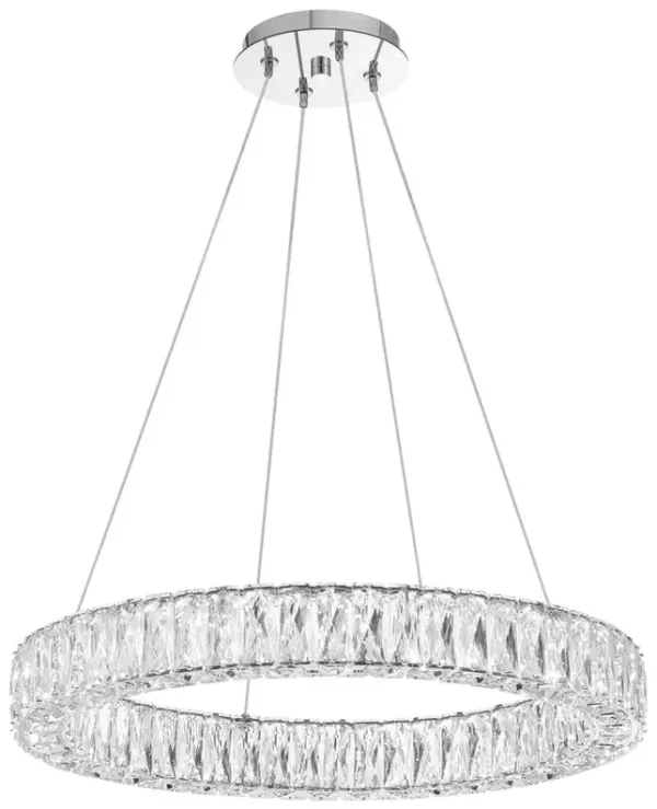 Kinsley 24" LED Hand Cut Crystal Ring Chandelier, Polished Chrome