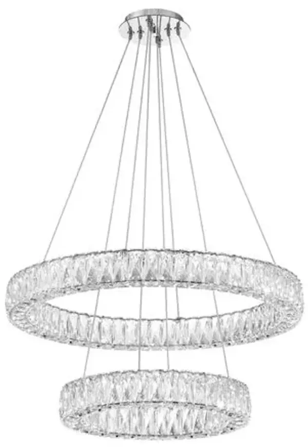 Kinsley LED 2-Tier Hand Cut Crystal Chandelier - Polished Chrome - Crystorama - Silver