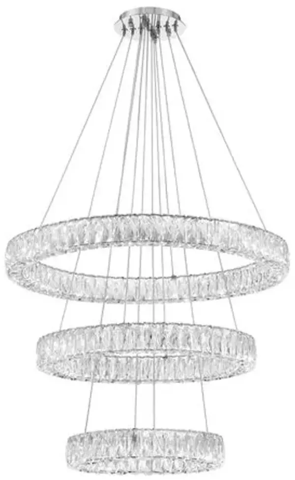 Kinsley LED 3-Tier Hand Cut Crystal Chandelier - Polished Chrome - Crystorama - Silver