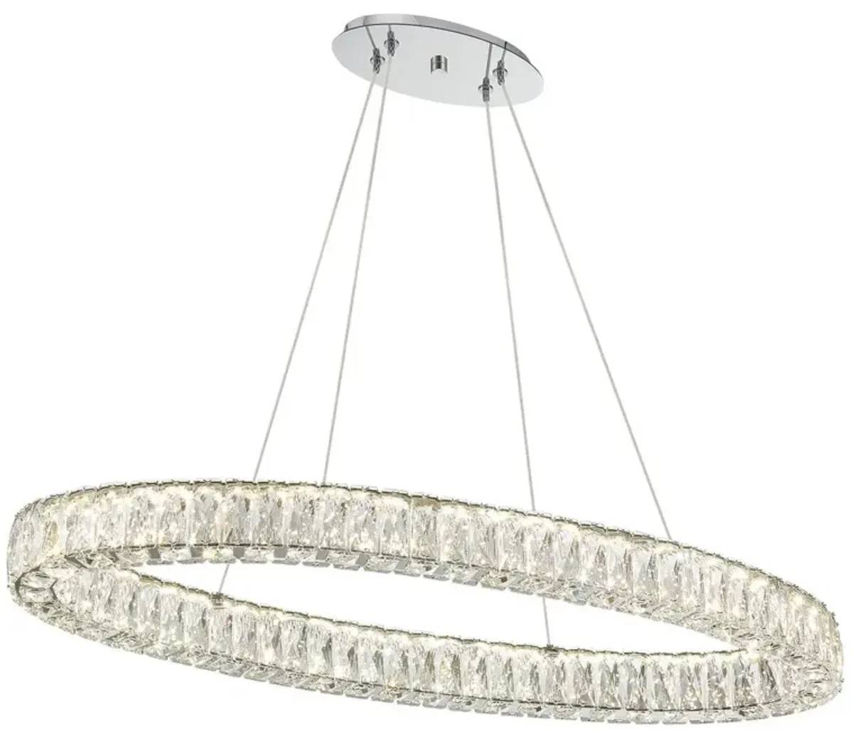 Kinsley 39" Oval Ring LED Hand Cut Crystal Chandelier, Polished Chrome