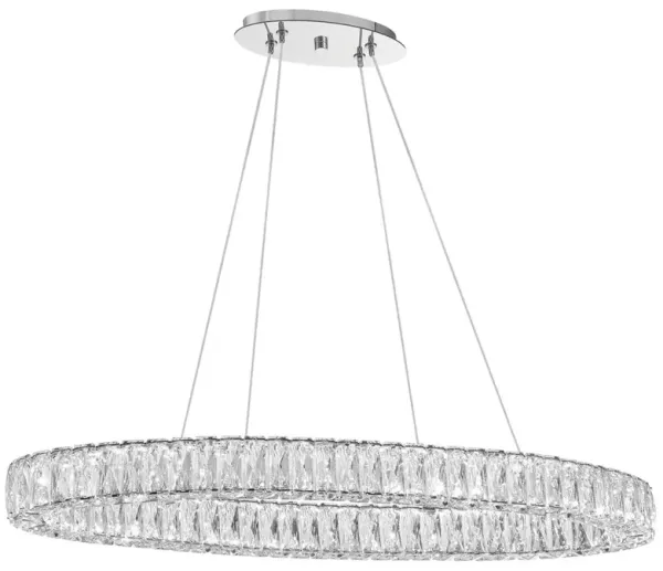 Kinsley 39" Oval Ring LED Hand Cut Crystal Chandelier, Polished Chrome