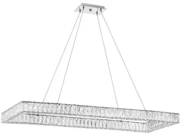 Kinsley 50" LED Hand Cut Crystal Rectangular Chandelier - Polished Chrome - Crystorama - Silver