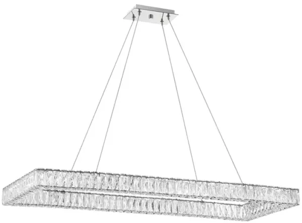 Kinsley 50" LED Hand Cut Crystal Rectangular Chandelier - Polished Chrome - Crystorama - Silver