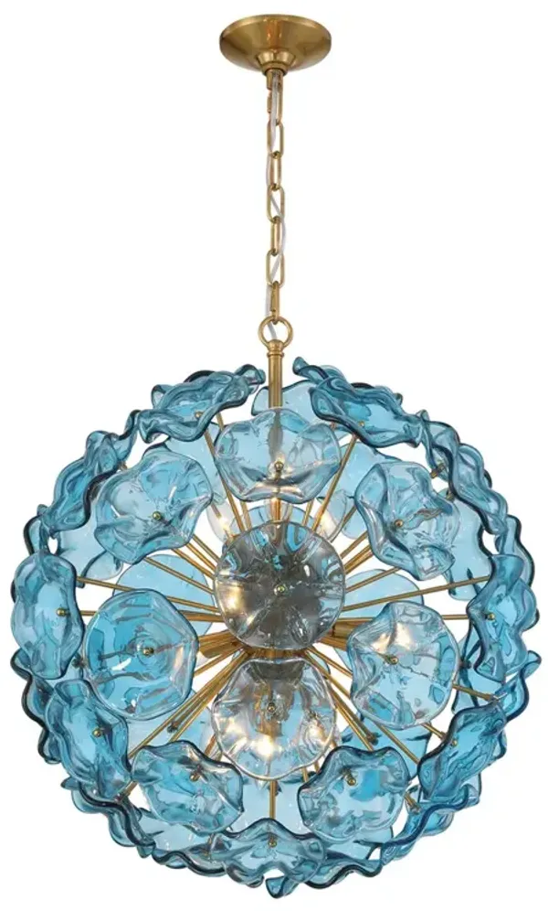 Esme 9-Light Hand-Blown Floral Art Glass Pendant - Crystorama - Blue