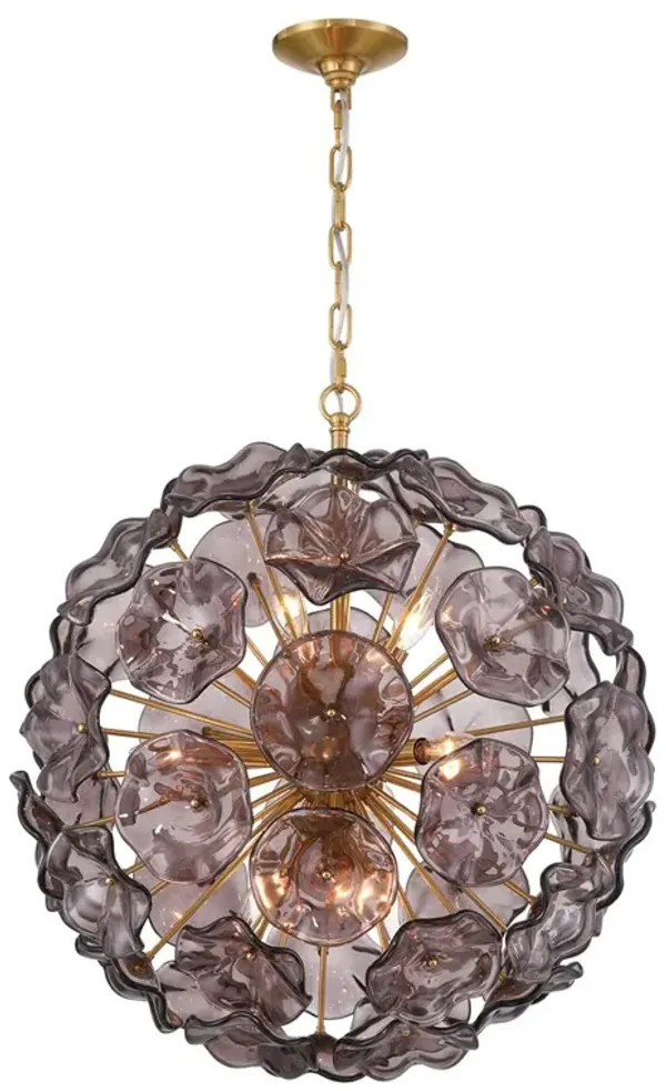 Esme 9-Light Hand-Blown Floral Art Glass Pendant - Crystorama - Gold