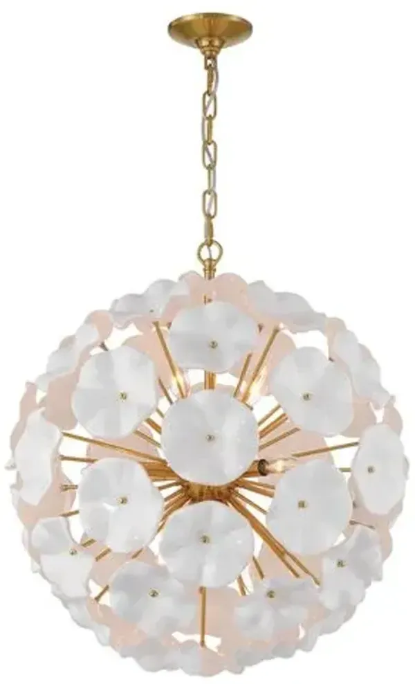 Esme 9-Light Hand-Blown Floral Art Glass Pendant - Crystorama - White