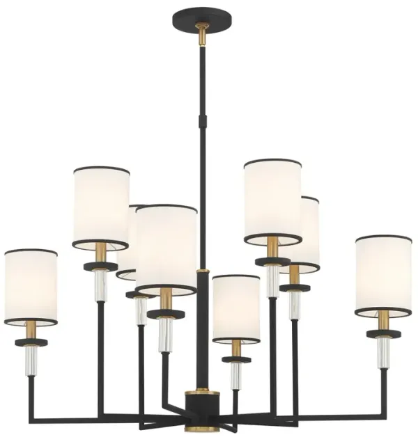 Hatfield 8-Light Silk Shade Chandelier - Crystorama - Black